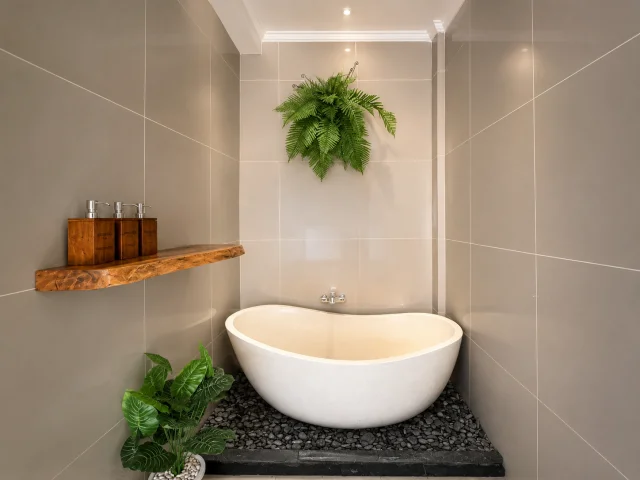 Freestanding bathtub at Jambangan Bali Villa Ubud